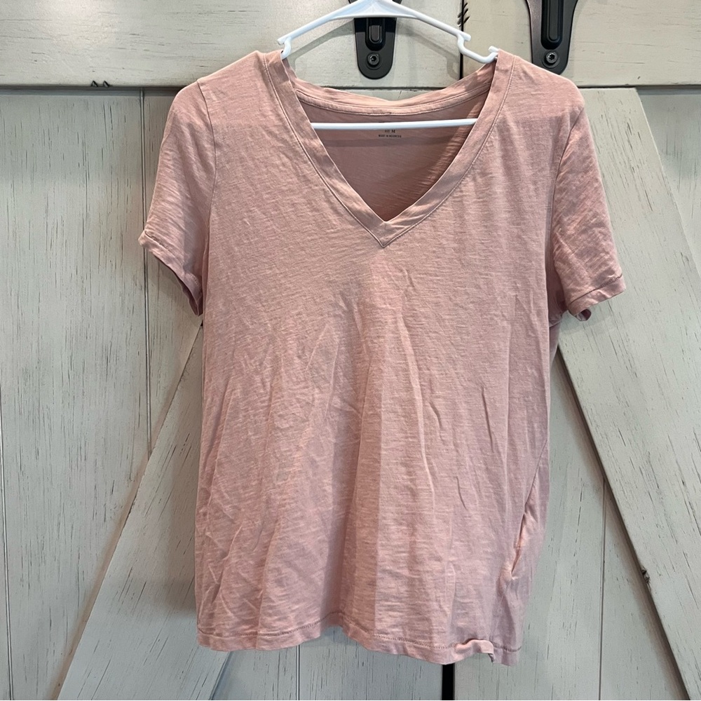 Madewell Light Pink V-Neck Short Sleeve Tee Size Medium